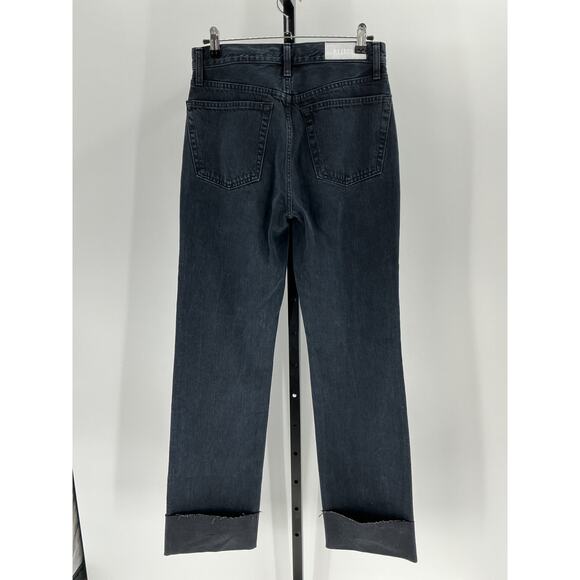 Re/Done High Rise Black Cotton Loose Long Denim Jean Size 27 - Picture 3 of 4